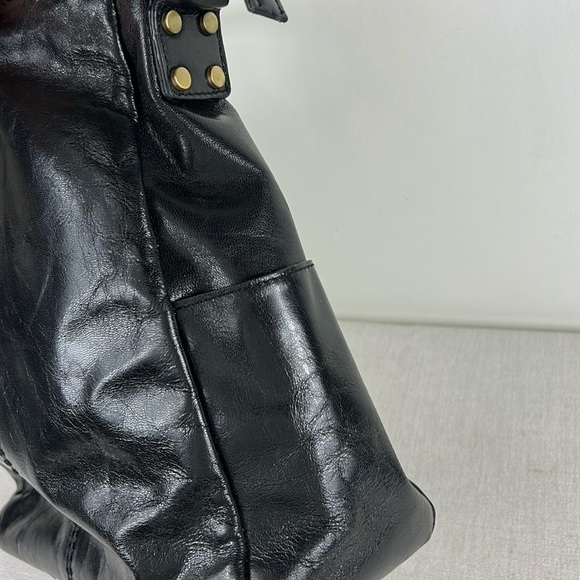 Nino Bossi Handbag Jara’s Ring Leather Tote Hobo Bag Black Zipper Close - Picture 13 of 13